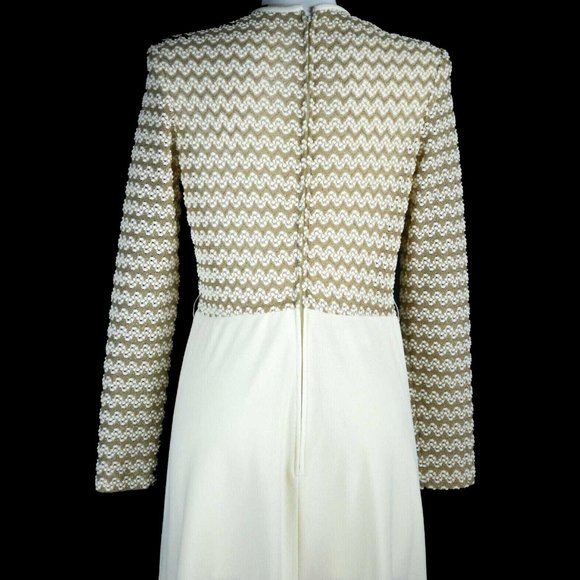 R&K KNITS Vintage Maxi Dress Small 4-6 Romantic Retro Mod Princess 1960's Gown - Picture 8 of 12